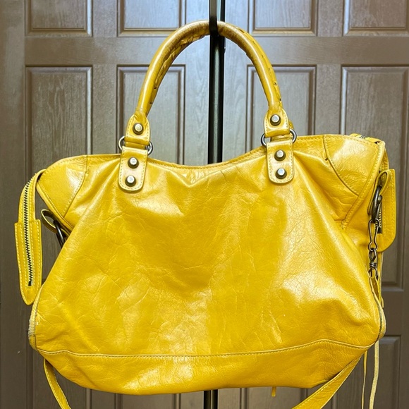 Balenciaga Paris mustard leather satchel - Picture 2 of 15